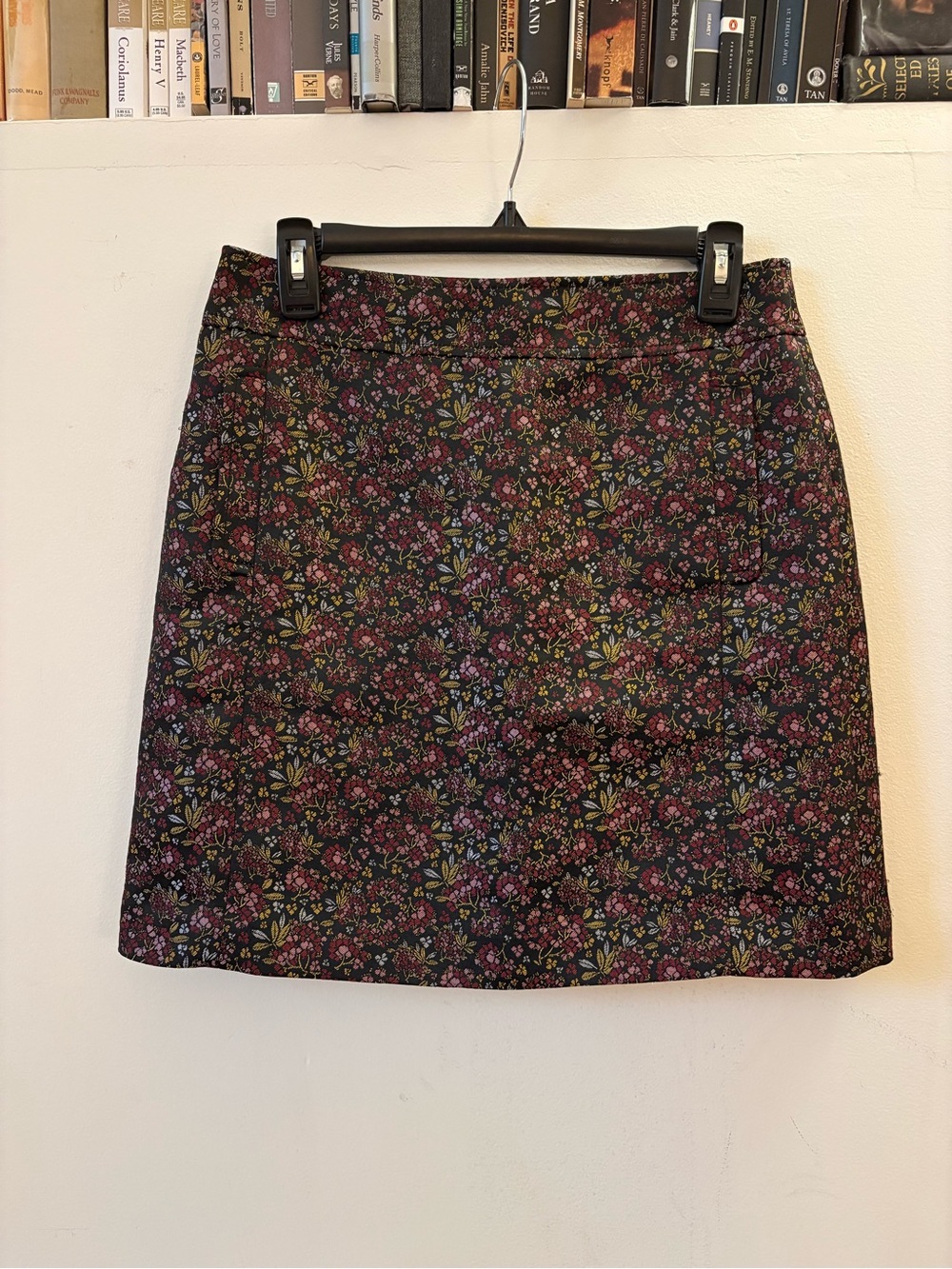 Floral A-Line Mini Skirt - Black with Berry Floral Print